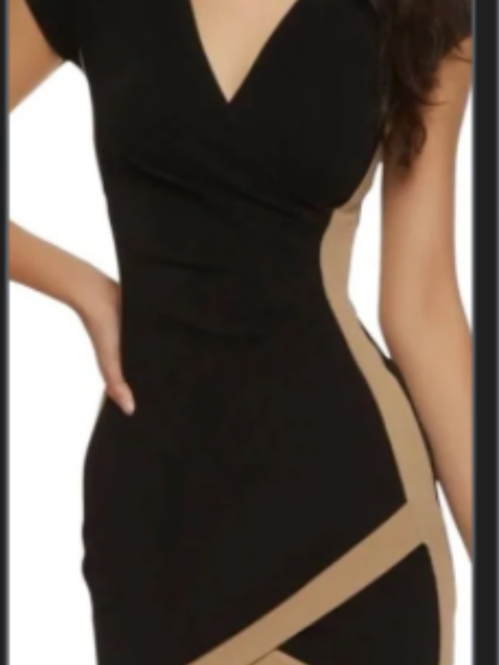 Almost Famous Black Dress with Tan Side Panels